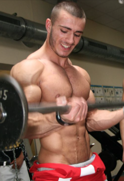 muscletits:  He enjoys the feel of the weight, the iron in his hands, how it makes his muscles react.  He will lift more and more until his muscles are three times their original size.   