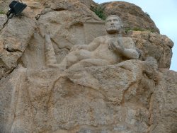 Ancientart:  Heracles Rock Relief At Behistun, Province Of Kermanshah, Iran.  According