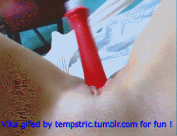 tempstric:  Teen model Vi-ka dildoing with monster dildo “the red bat” 10.2 inch