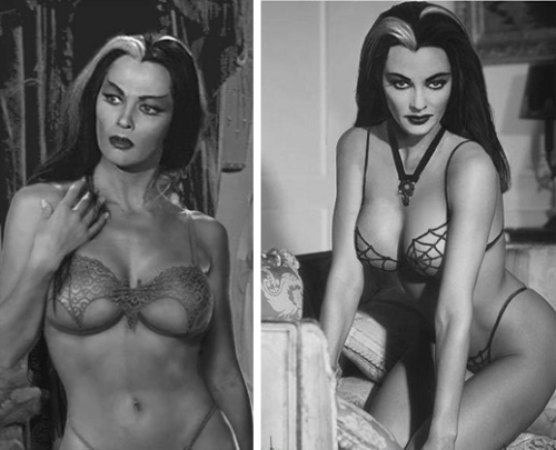 amanda-massacre:  classic-coffins:  Yvonne De Carlo in “Munster” lingerie  I would totally wear the spider web set