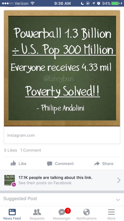 failnation:  This is going viral on Facebook right now. Apparently no one knows how to mathhttp://failnation.tumblr.com  A sure sign of our nation’s number one problem:  stupidity.