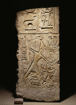 theancientwayoflife: ~Door Jamb. Place of origin:	Egypt, Memphis  Period:	New Kingdom, 19th Dynasty Date Made:	1213-1204 B.C. Medium:	Limestone  Smite thine enemies