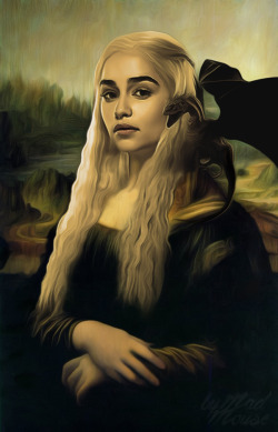 mrsachmo:  needs slightly more smile.  “Mona Targaryen” by graphic design firm MadMouse Design Daenerys Targaryen as the Mona Lisa 