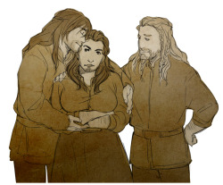 kaciart:  ‘Just say your piece and stop bothering me, you oversized lump’ ‘You wound me, mother’ ‘Like one would wound a rock’ And he’d chuckle and sway her, look over her head at Fili and mouth ‘We’ll come back later’ Dis - 1, Fili
