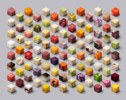 Boredpanda:    Artists Cut Raw Food Into 98 Perfect Cubes To Make Perfectionists