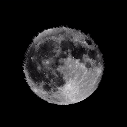 omgminime9:  sixpenceee:  What you’re seeing here seems to be a displacement map or height map of the original image, the moon. Pure black (0 RGB) represents the lowest possible height value and Pure white (255 RGB) the heighest. Similar such maps are