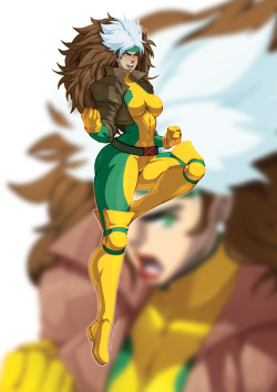 tovio-rogers:    full body commission of 90s Rogue of X-MEN. i recycled the practice run as a backdrop.      &lt;3 &lt;3 &lt;3