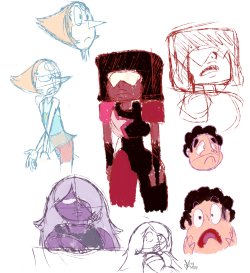 I wanted to draw some Steven Universe stuff, like comics and whatever, but I wanted to practice sketch them first. Particularly to puzzle out the colors. Just kind of random sketching and messy coloring. I stopped after coloring most of them in because