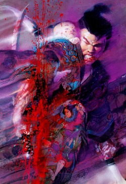 ungoliantschilde:  Frank Miller &amp; Bill Sienkiewicz ~ Lone Wolf and Cub, Vol. 1 TPB Bill Sienkiewicz’s paints over Frank Miller’s pencils. Awesome.
