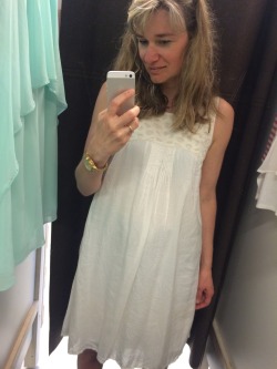 tanjalovesknits:  Shopping today: this must have been the tiniest changing room I have ever been in; and I have been in a lot of changing rooms. The dress is cute though.