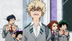 nerdyfangirlproblems:  After finishing Season 2 of Boku no Hero Academia I’ve realized something.  Everyone’s favorite little angry temper tantrum kid could literally be the son of Hiruma Yoichi or at least a relative. Like, through most of the