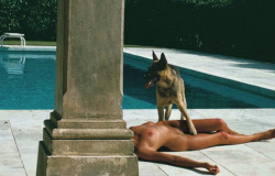 helmutnewtonphoto:   1975 Pentax Calendar 1976 - Nude, Saint Tropez. 