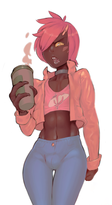 combos-n-doodles: Ever since I started drawing this imp boy I’ve this oddly specific picture of him in casual clothing holding a latte burned into my mind. No idea why. Also attempting some elaborate shading 