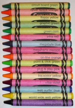 flusschen:  meanwhile in 1997 these cutting edge internet themed crayons were born  Hey lambylimbs Plug and Play pink 