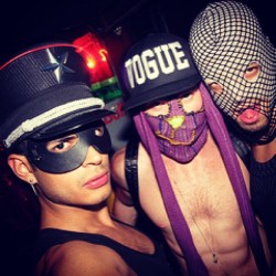 Giving you Masked Life w/ @manchic and ANON Dude at @gioblackpeter &rsquo;s ANON Party in NYC, earlier this month. Wearing my @patricia_field VOGUE Hat and Bronnies Bunny threads. 