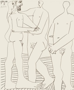 thunderstruck9:  Pablo Picasso (Spanish, 1881-1973), Trois hommes debout, 27th December 1966. Pencil on paper, 54.6 x 45.7 cm. 