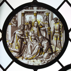 Medievalpoc:  Anonymous Artist (After Hans Memling) Glass Roundel With Adoration