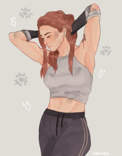 karawek:  Don’t tell me she wouldn’t help her father repair turrets …….also my excuse to draw Brigitte in a halter top oops