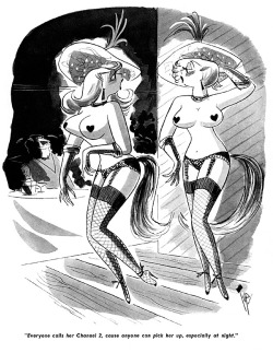  Burlesk cartoon by Bob “Tup” Tupper..  Scanned from the September 1956 issue of ‘MODERN MAN’ magazine..   