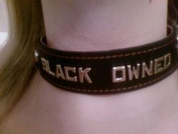 emmas-black-secret:  Hmmm…. I wonder what Karl would think of this collar? ;)  In the Black New World Order, all so-called whites are owned and wear a thicker and rougher collar. They can be branded too if our Owners so decide.