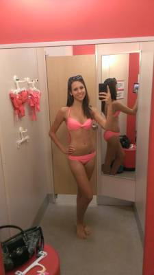 Submit your own changing room pictures now! trying on a pink bikini (x/post from /r/bikini) via /r/ChangingRooms http://ift.tt/1r1YjmO