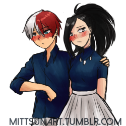 mittsunart: matching outfit todomomo from those stickers  just in time for the todomomo episode ;D 