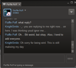 YAY!!! Fluffle Puff spoke to me!!! &lt;3 It was only for a sec and they think im weird ;_; &hellip;.. but hay it still made my day. 