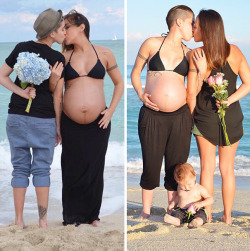 clichedgayness:  http://www.boredpanda.com/pregnant-lesbian-couple-side-by-side-melanie-vanessa-roy/  &lt;—– follow link for full articleThis is cute, a lesbian couple wanted a family so they both became mothers. 