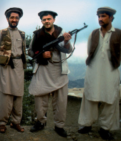 historicaltimes:  Current Prime Minister of Denmark, Lars Løkke Rasmussen, posing with mujahideen fighters holding an AK-47 - Afghanistan, 1988 via reddit 