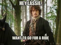 vivere-militare-est1991:  Somebody asked me what Hey, lassie  meme was meaning and I started to laugh because Jamie Fraser becam meme ;) 