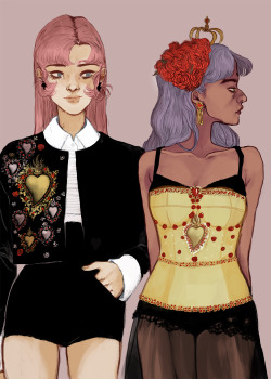 agihart: Finally made this “presentable”  Utena &amp; Anthy in Dolce &amp; Gabbana S/S 2015 inspired (read: tried to make exact replicas of the outfits but details scare me) 