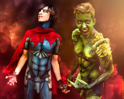 colorfulmen:  Wiccan and Hulkling together at last! What a dynamic (and adorable) pair of heroes. Models:  Jacob B and Logan C.Body Painter/Photographer: Brandon McGillShould I edit more of them together? 