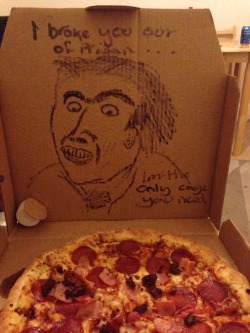 Ordered dominos and asked if they could draw Nicholas Cage on the box and they did!