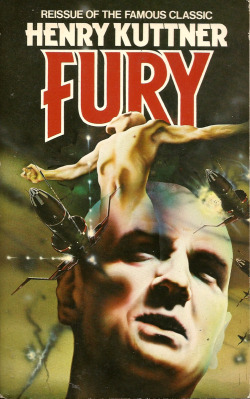 Fury, by Henry Kuttner (Hamlyn, 1981). From a charity shop on Mansfield Road, Nottingham.  The Earth is long since dead, blasted in a self-sustaining chain reaction. Human survivors settled on Venus have organised themselves into a static, class-ridden