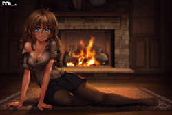 By The Fireplace by MLeth 