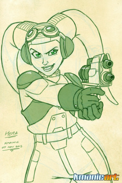 kmanicart:  Sketch 6, Hera I missed yesterday’s post, so here’s the first of two to catch up. Star Wars Rebels is a cool series, and I think Hera’s a pretty awesome and badass character. Figured I’d give her a shot (geddit?) 