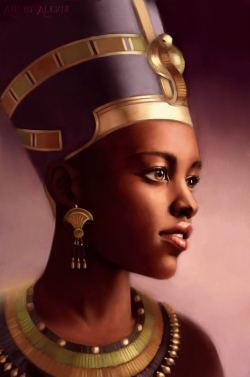 manif3stlove:  fyblackwomenart:  Nefertiti, Queen of Egypt by Aliciane  That looks like Lupita 