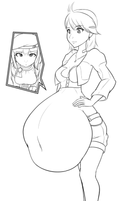 For their sketch this month Black Vivio requested a picture of Shion Uzuki (from Xenosaga) with a belly full of MOMO.