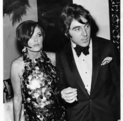 Joan Collins and Anthony Newley attending Shirley Bassey&rsquo;s opening night at the Coconut Grove in Hollywood, 1966.