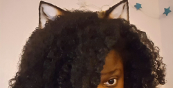 justanothersub:  littlebluekit:  I took my hair down and felt my afro would go perfectly with my tiny fox ears. Soon I shall have bigger ones that won’t get swallowed by the kinks and curls :)   I love those ears. Where did you get them?