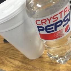 I&rsquo;m time traveling back to van halen and when there was a special school main hall even  where Pepsi presented us with their newest invention (threw cans at us and shirts) Crystal Pepsi #crystalpepsi #throwback #pepsi