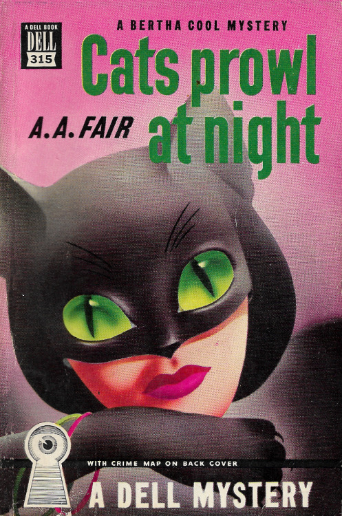 Cats Prowl At Night, by A.A. Fair (Dell, 1949). Cover art by Gerald B. Gregg.From Ebay.