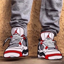 illestsneakers:  Really dope edit by @cylinrob, Fire Red 4’s 