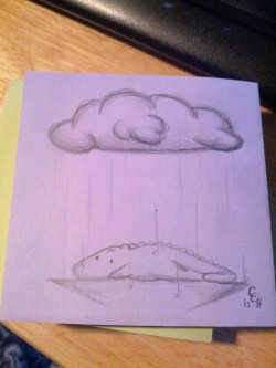 I found a pack of 200 post it notes in four different colors.  So I&rsquo;m going to do a doodle a day.  Here&rsquo;s day one. Its a little sad, but the sun comes out after the rain, right?