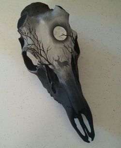 coolkenack:  Bone Canvas on Etsy Deer Skull Painting 