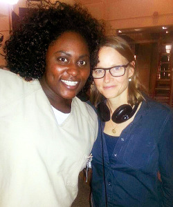 imaginaryhat:   Danielle Brooks with Jodie Foster, who directed the third episode (&ldquo;Lesbian Request Denied&rdquo;) of Orange Is the New Black.  