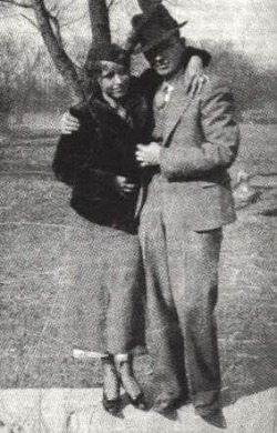 bonnieandclydehistory:  What may be the last known picture of Bonnie and Clyde alive. Taken near Sailes Louisiana.