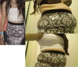 the-elefant-in-the-room:  Then and now, 20kg difference. Skirt doesn’t do up at the back but you get the idea :P