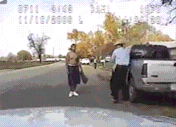 theblacktroymcclure:  kropotkindersurprise:  2009 - A video showing a Paris, Texas teen being thrown on top of a police car by an arresting officer has sparked more questions about racial issues in the town. The video taken November 2009 shows 18 year