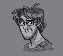 sparrowdaemon:  Merkiplrr fan art, because herp derp.  I don’t usually make fan art of real people, but Mark seems like a decent fellow and does cool things, so BAM!  Warm-up doodle for the day.  Back to work…